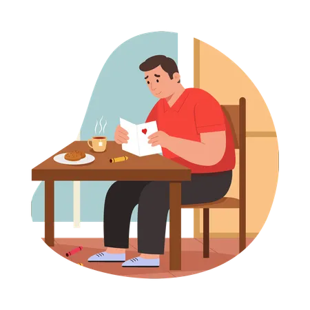Free Carte de vœux avec un papa qui écrit  Illustration
