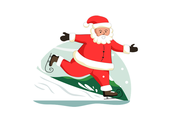 Free Papai Noel esquiando  Ilustração