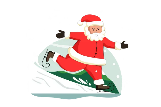 Free Papai Noel esquiando  Ilustração