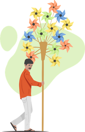 Free Paper Windmill Sellor  Illustration