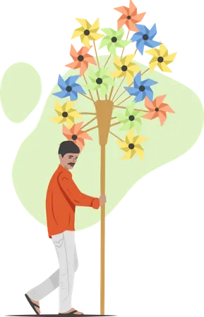 Free Paper Windmill Sellor  Illustration