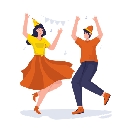 Free People dancing in new year party  Illustration