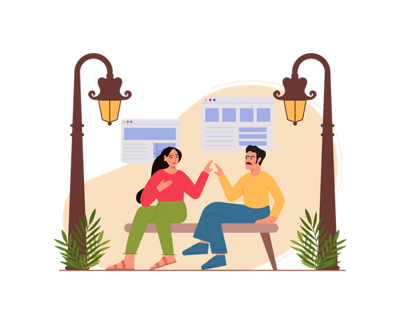 Free People discussing about business in park  Illustration