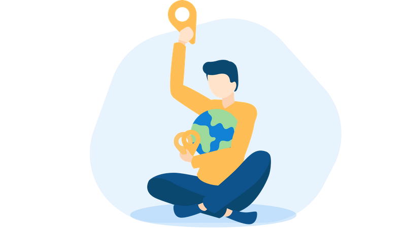 Free Person finding location for vacation  Illustration