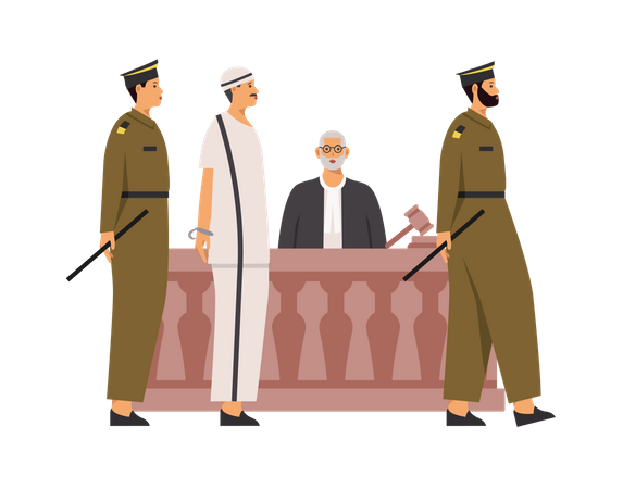 Free Police bringing criminal in court  Illustration