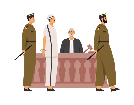 Free Police bringing criminal in court  Illustration