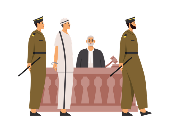 Free Police bringing criminal in court  Illustration