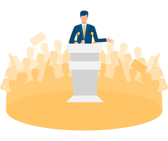 Free Politician giving his speech to public  Illustration