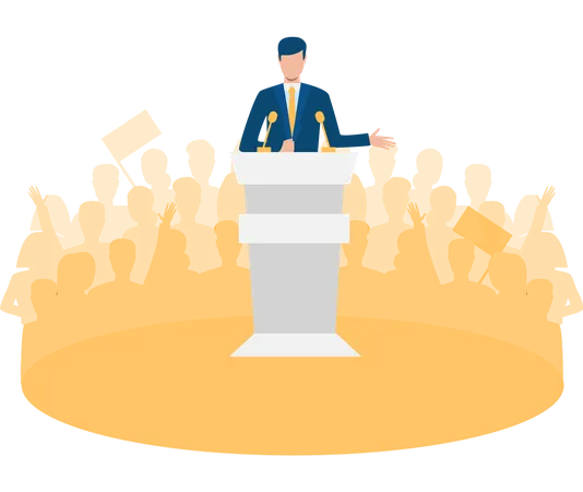 Free Politician giving his speech to public Illustration