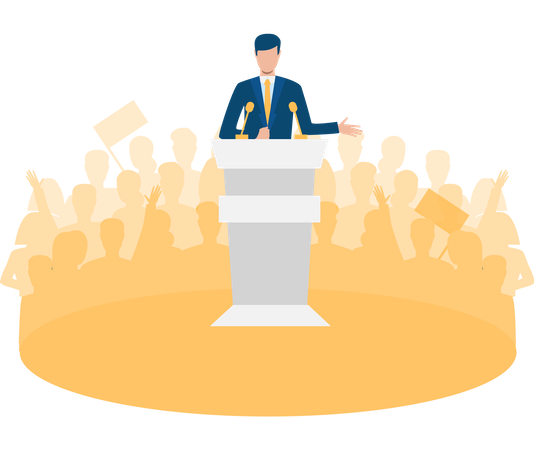 Free Politician giving his speech to public  Illustration