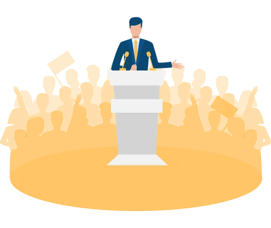 Free Politician giving his speech to public  Illustration