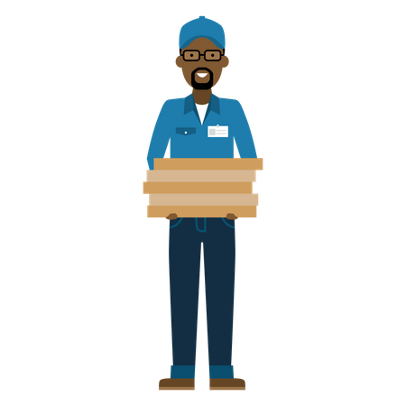 Free Postman holding pizza boxes  Illustration