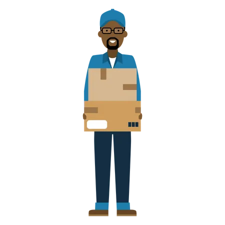 Free Postman with boxes Illustration