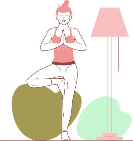 Free Postura de yoga del árbol  Ilustración