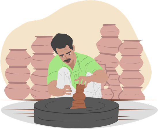 Free Pottery Maker  Illustration