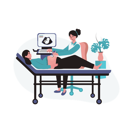 Free Pregnant woman at ultrasound examination  Illustration