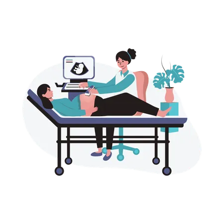 Free Pregnant woman at ultrasound examination  Illustration