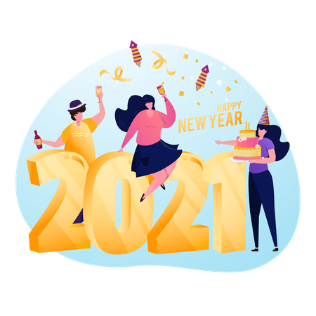 Free Preparando a festa de ano novo de 2021  Ilustração