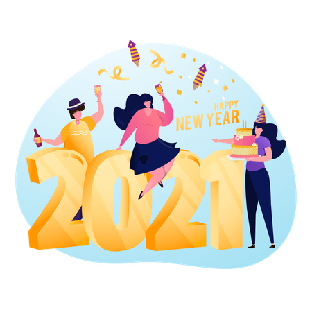 Free Preparing new year 2021 party  Illustration