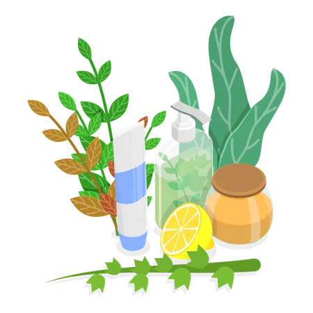 Free Productos cosméticos veganos para el cuidado de la piel.  Ilustración