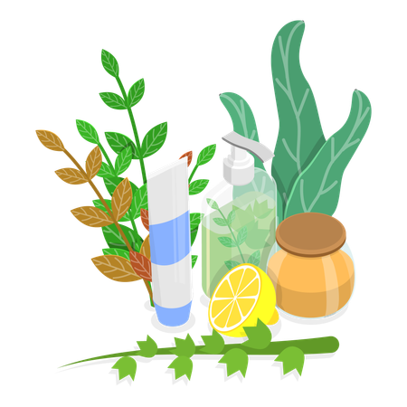 Free Produits de soins cosmétiques végétaliens  Illustration