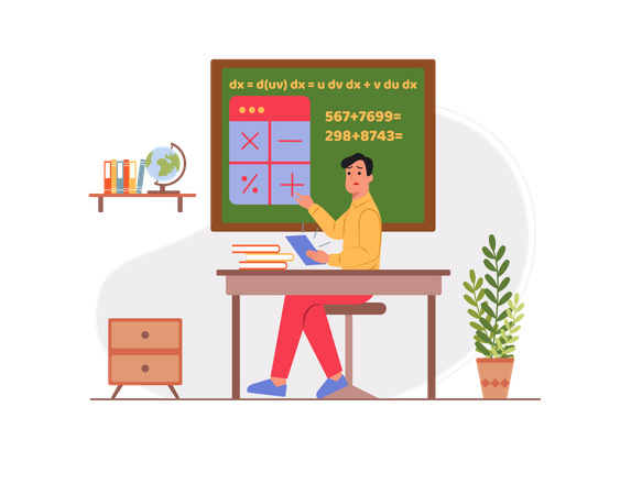 Free Professor teaching calculation to students  Illustration