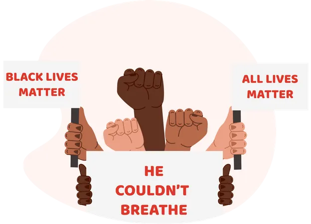 Free Pessoas Negras Segurando O Conselho De Vidas Negras Sao Importantes E Maos Ao Alto Para Protestar Por Direitos Ilustração