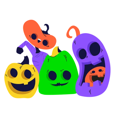 Free Pumpkin Friends  Illustration