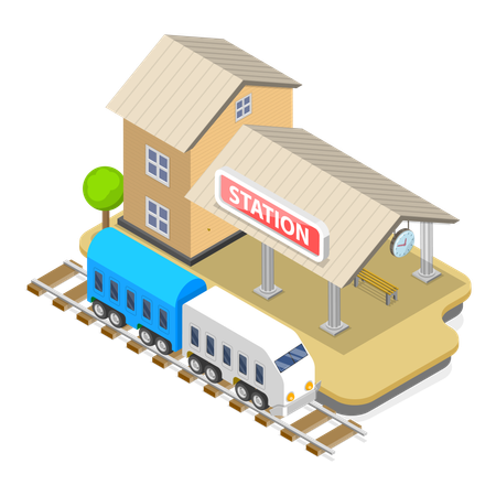 Free Railway Station  Illustration