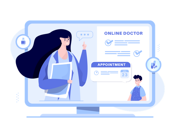 Free Rendez-vous chez le médecin en ligne  Illustration