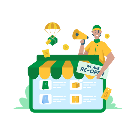 Free Reopen the online shop  Illustration