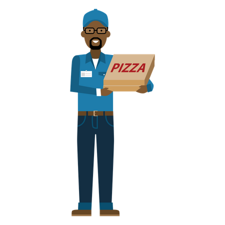 Free Repartidor con pizza  Ilustración