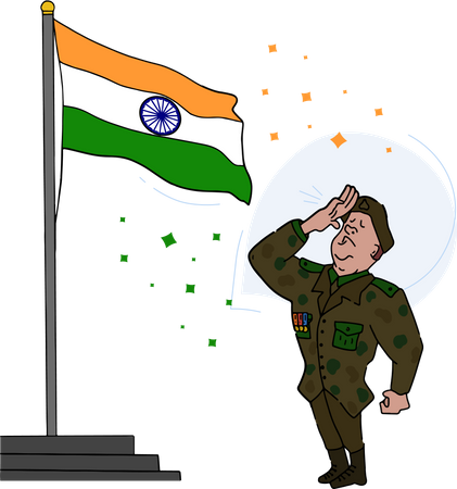 Free Retired army officer salute to Indian national flag  Illustration