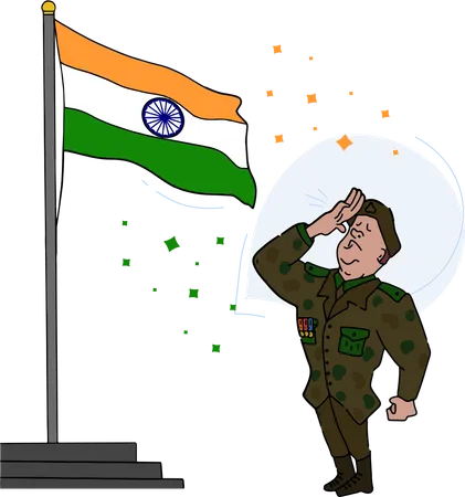 Free Retired army officer salute to Indian national flag  Illustration