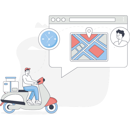 Free Rider is delivering the parcel to the location  Illustration