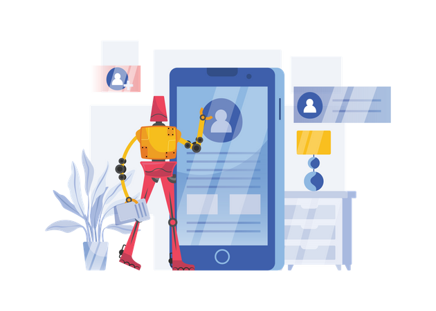 Free Robot checking user profile  일러스트레이션