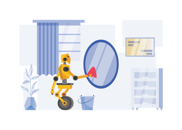 Free Robot cleaning mirror  イラスト
