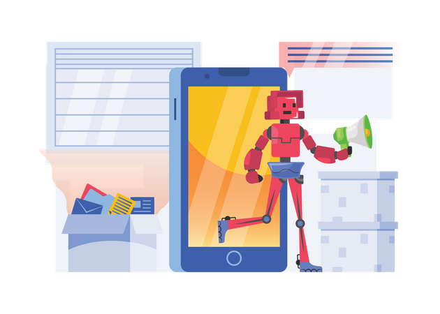 Free Robot doing marketing  Illustration