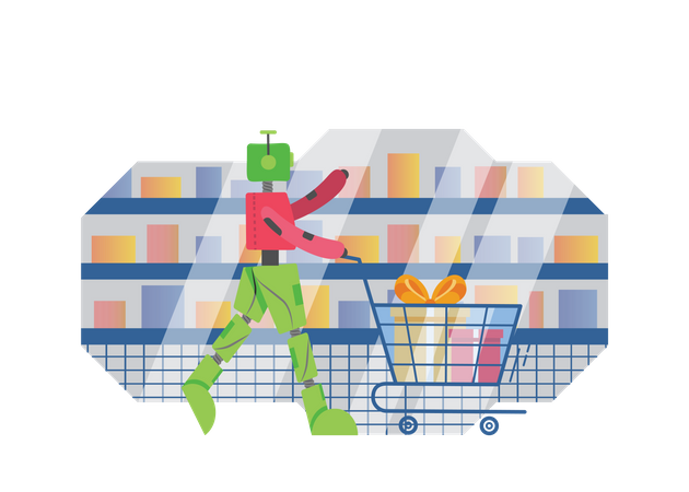 Free Robot doing Shopping  Illustration