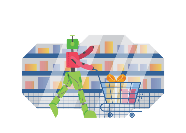 Free Robot doing Shopping  Illustration