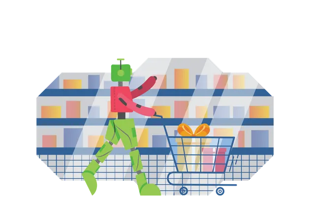 Free Robot doing Shopping  Illustration