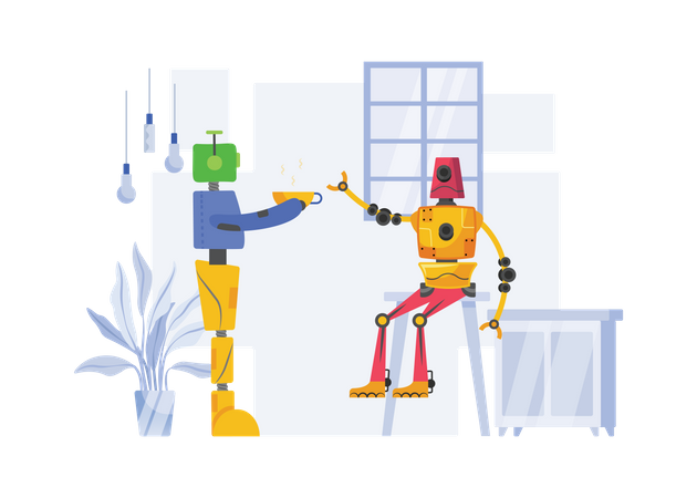 Free Robot Serving food  Illustration