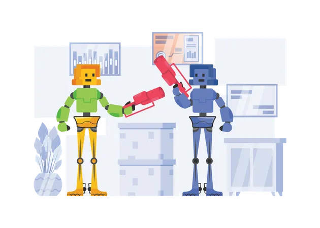 Free Robots doing business discussion  Illustration