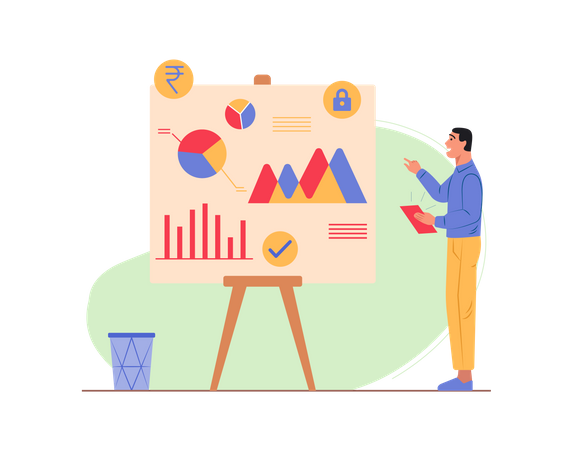 Free Sales executive doing sales analysis  Illustration