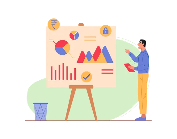 Free Sales executive doing sales analysis  Illustration