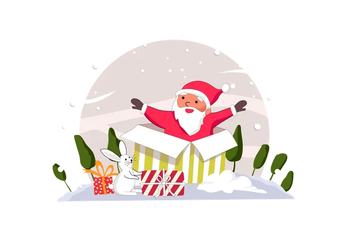 Free Santa Claus and gift  Illustration