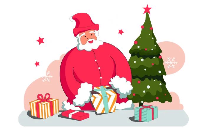 Free Santa Claus and gift  Illustration