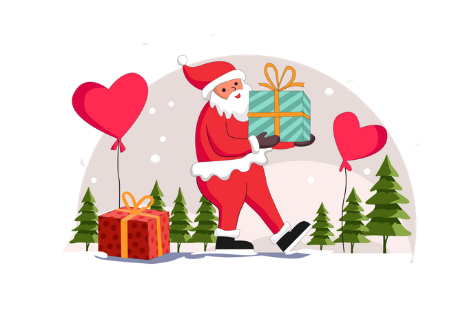 Free Santa Claus brings presents  Illustration