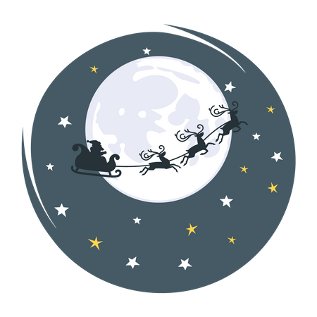 Free Santa flying in sky during Christmas night Illustration