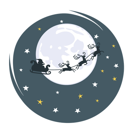 Free Santa flying in sky during Christmas night  Illustration